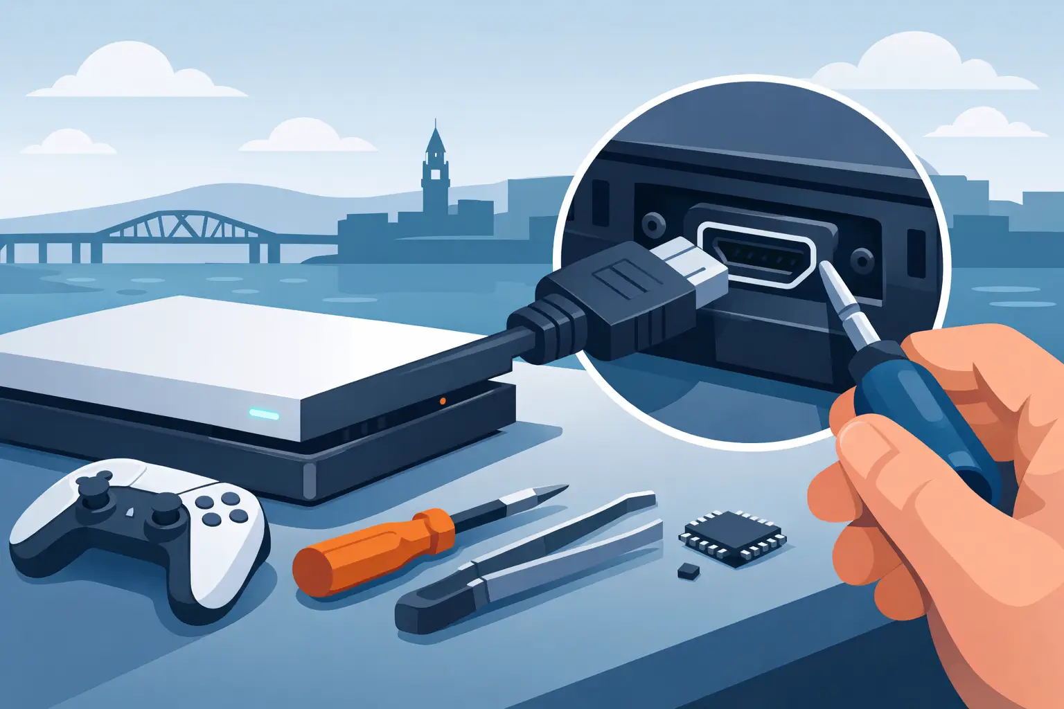 Gaming console HDMI port repair in Dundee